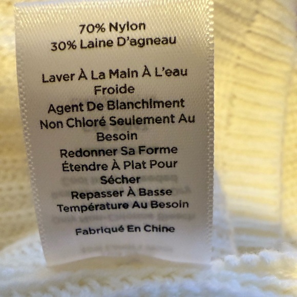 TALBOTS Women’s Ivory Lamb’s Wool Blend High Neck Cable Knit Tunic Sweater Small - Picture 7 of 9